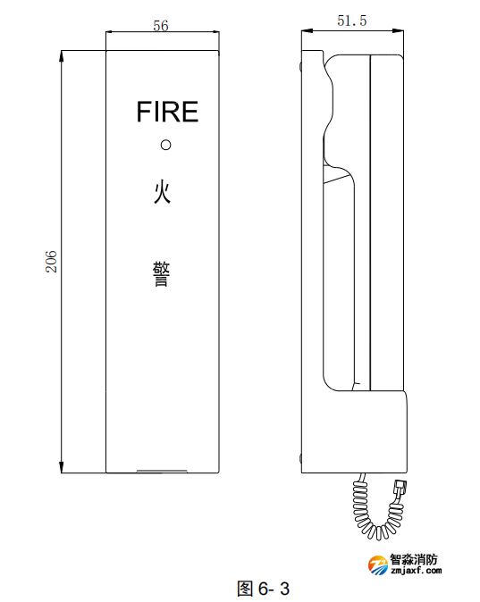 海灣GST-TS-100A/100B型消防電話分機示意圖